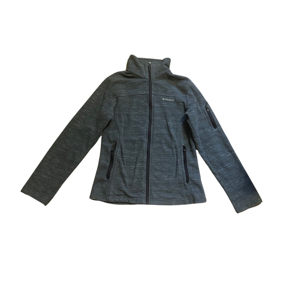 Columbia women’s zip up long sleeve fleece jacket Heather blue grey size medium